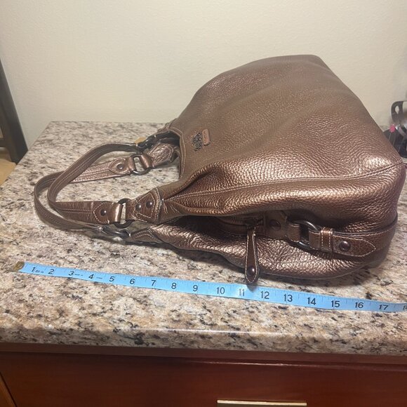 Coach Maggie #14313 Metallic Bronze Leather Bag & Wallet - Picture 5 of 16